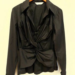 Trina Turk black twist-front blouse